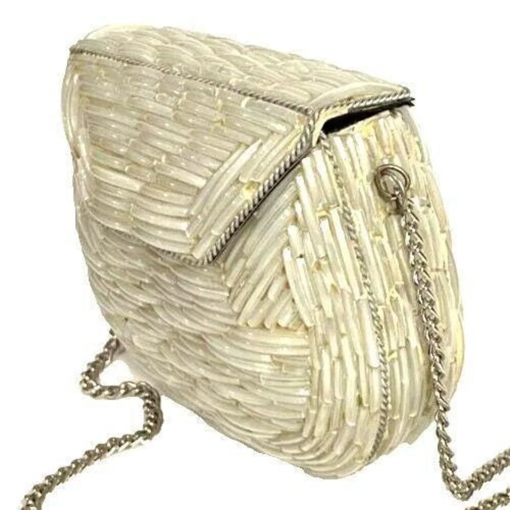 Vintage Glass Mosaic Evening Bag Small Crossbody Purse Flap Latch Chain‎ Strap